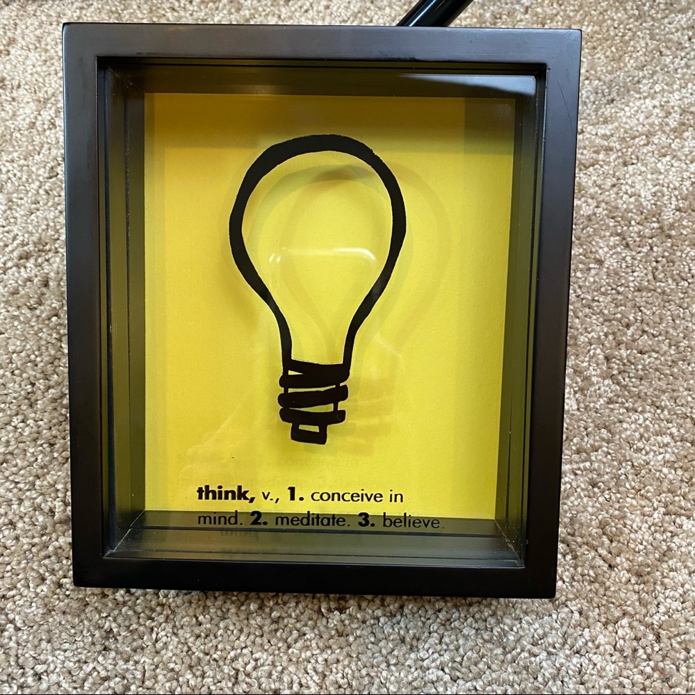 Office “Think” Lightbulb Glass Shadowbox Office Decor